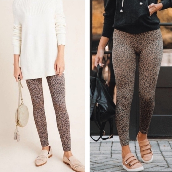 Spanx Leggings Leopard Print Seamless Knit High Rise Look At Me Now Size S - Picture 1 of 14